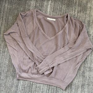 We The Free Taupe Knit Top blousy and comfortable with cute v neck